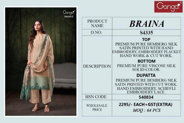 Ganga braina 4335 Best Wholesale Dress materials delaer in india